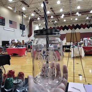 Hand Etched Cat Hair Don't Care Beautoful Beacons Mason Jar With Straw